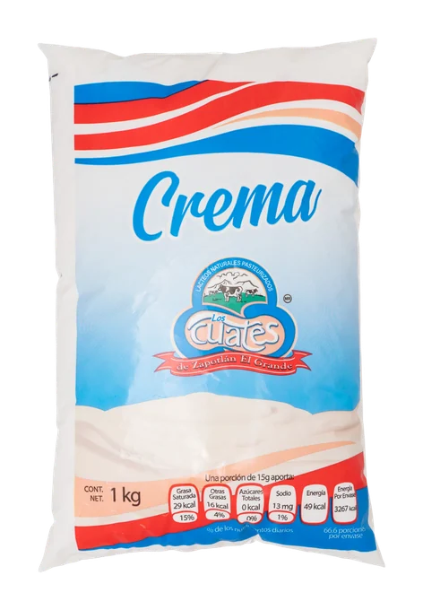 Crema Bolsa 1 kg, marca Los Cuates