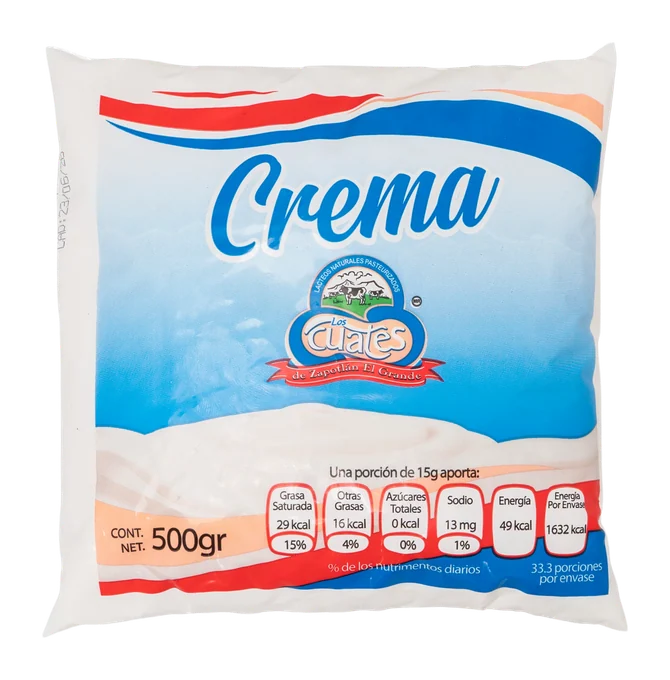 Crema Bolsa 500 g, marca Los Cuates