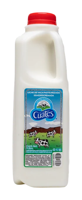 Los Cuates 1 L semidescremada, marca Los Cuates